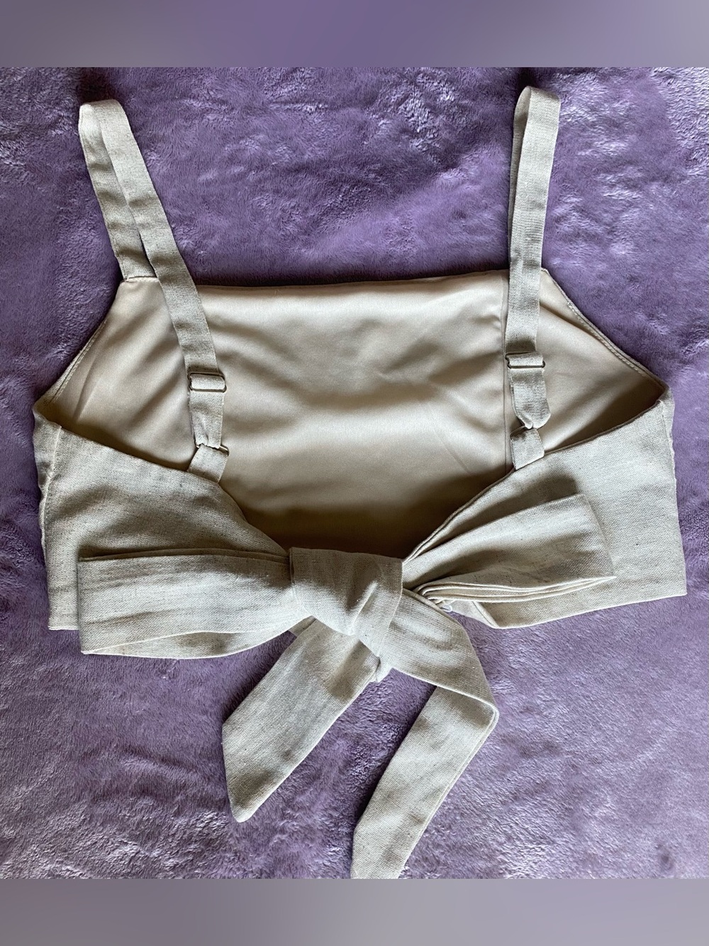 Altar’d State Beige Linen Blend Tie Back Crop Tank Top XS - Picture 2 of 9